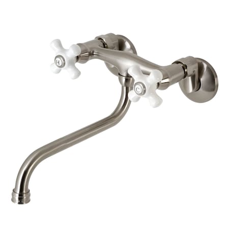 Kingston Brass KS615SN Two-Handle Wall Mount Bathroom Faucet, Brushed Nickel KS615SN